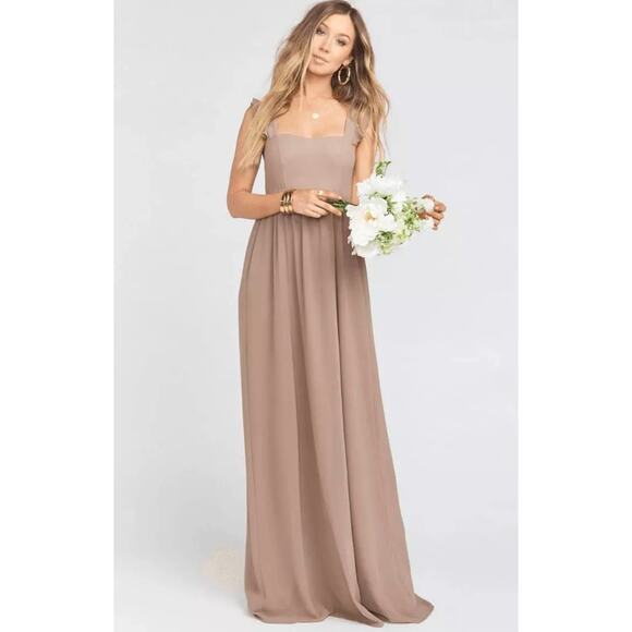 Show Me Your Mumu June Maxi Dress Womens Large Bridesmaid Prom Dune Chiffon - Picture 1 of 8
